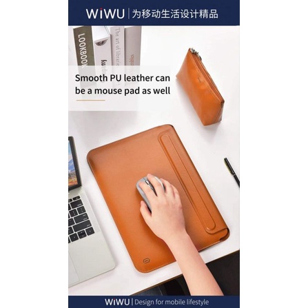 Túi chống sốc kèm giá đỡ cho Macbook 13 - 16 inch mỏng , gọn , nhẹ chính hãng Wiwu
