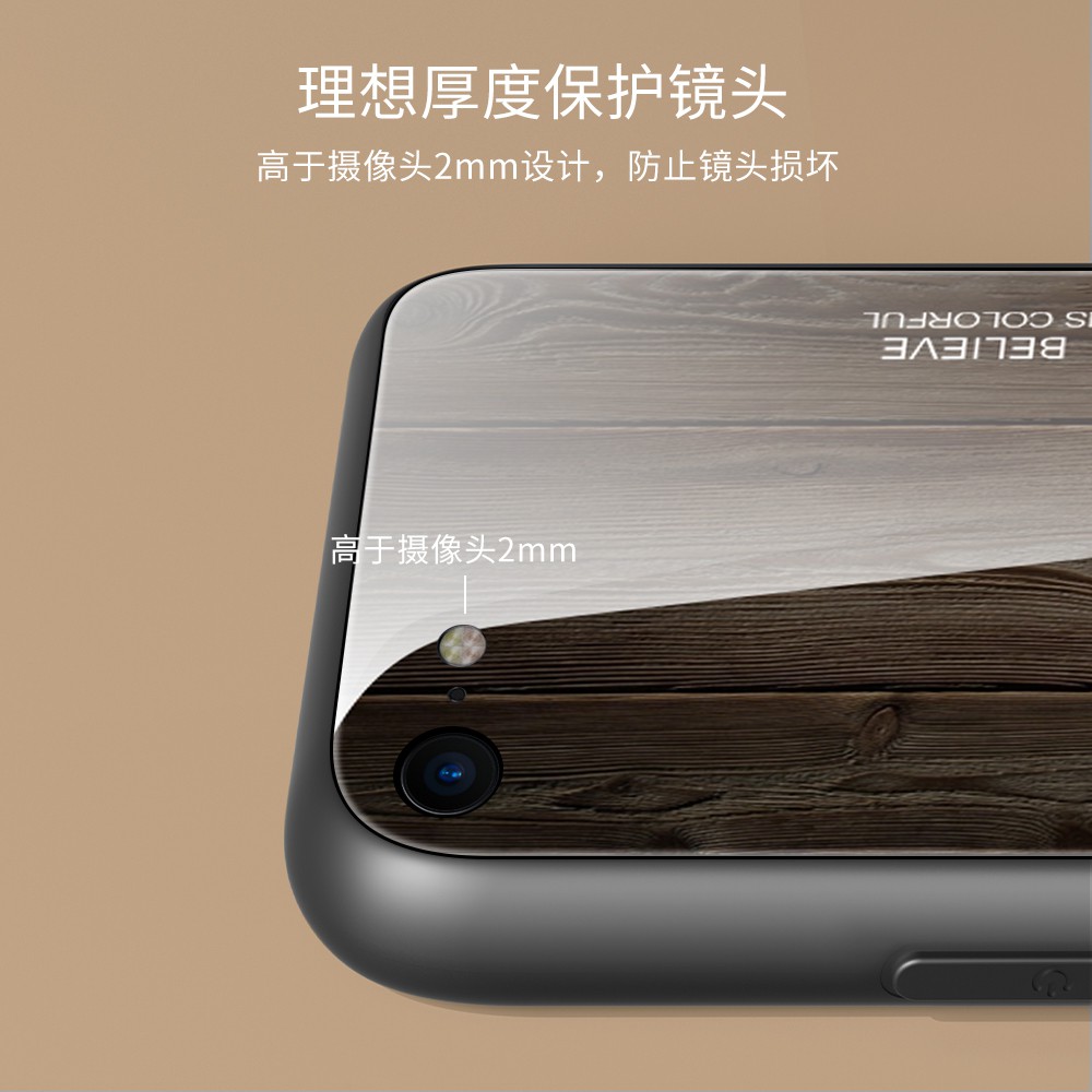 Ốp Điện Thoại Mặt Kính Vân Gỗ Chống Va Chạm Cho iPhone SE2 X XR XS Max i6 7 8 Plus | BigBuy360 - bigbuy360.vn