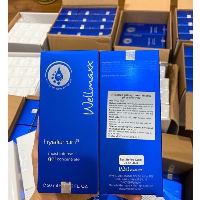 Serum HA + B5 dưỡng ẩm phục hồi Wellmaxx Hyaluron Moist Intense Gel Concentrate