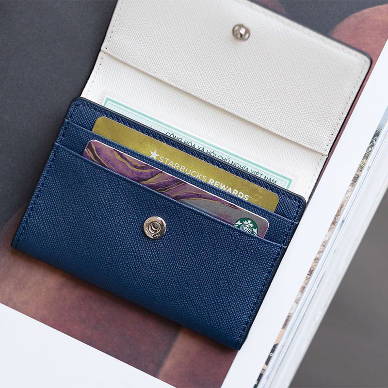 (da thật )ví nữ mini phong cách hiện đại trẻ Trung ví mini đựng thẻ nhỏ gọn cardholder KATE da safiano nhập khẩu LCT 01.