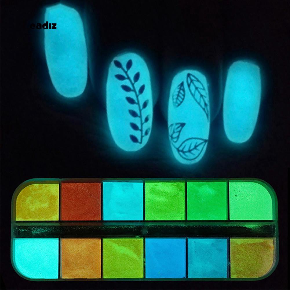 Hộp bột nhũ kim tuyến trang trí móng tay dạ quang