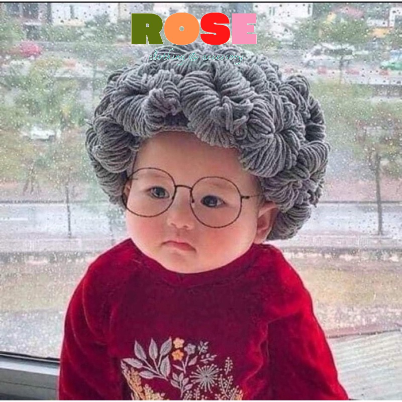 Mũ len tóc bà già, ông già cho bé #mulen #mutoc #muchobe