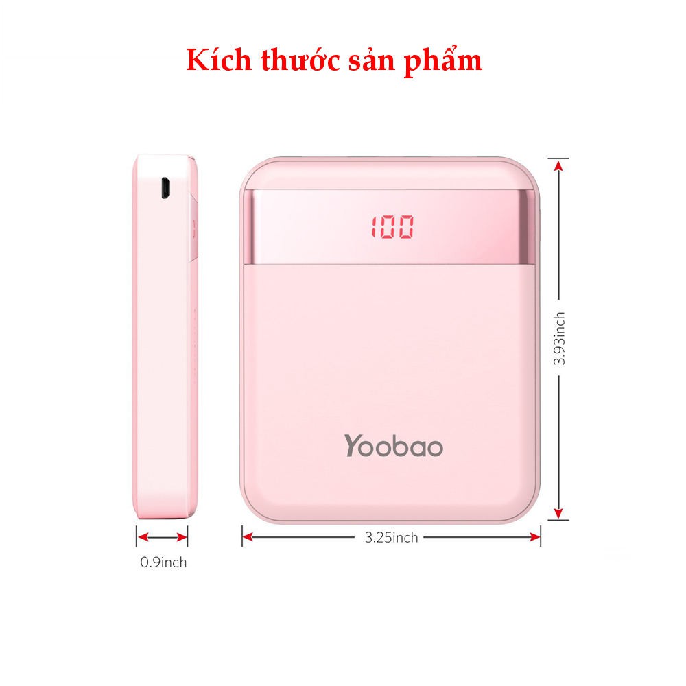 Pin sạc dự phòng 10000mAh YOOBAO M4Pro 2 cổng USB có đèn pin LED