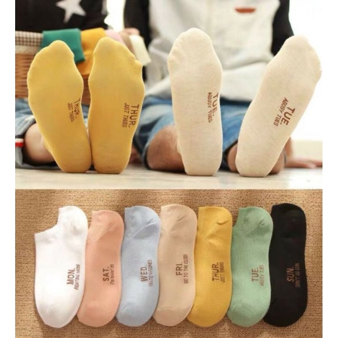 Túi 7 đôi Tất nam nữ cổ ngắn khử mùi hôi 1 tuần kháng khuẩn nhiều màu đẹp TATNU10