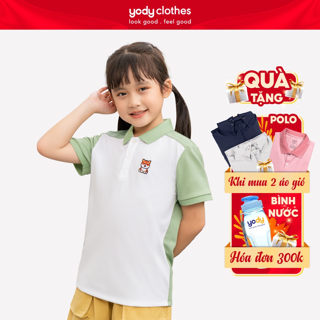 Áo thun polo trẻ em YODY thêu ngực hình con chó dễ thương nhiều màu APK5113