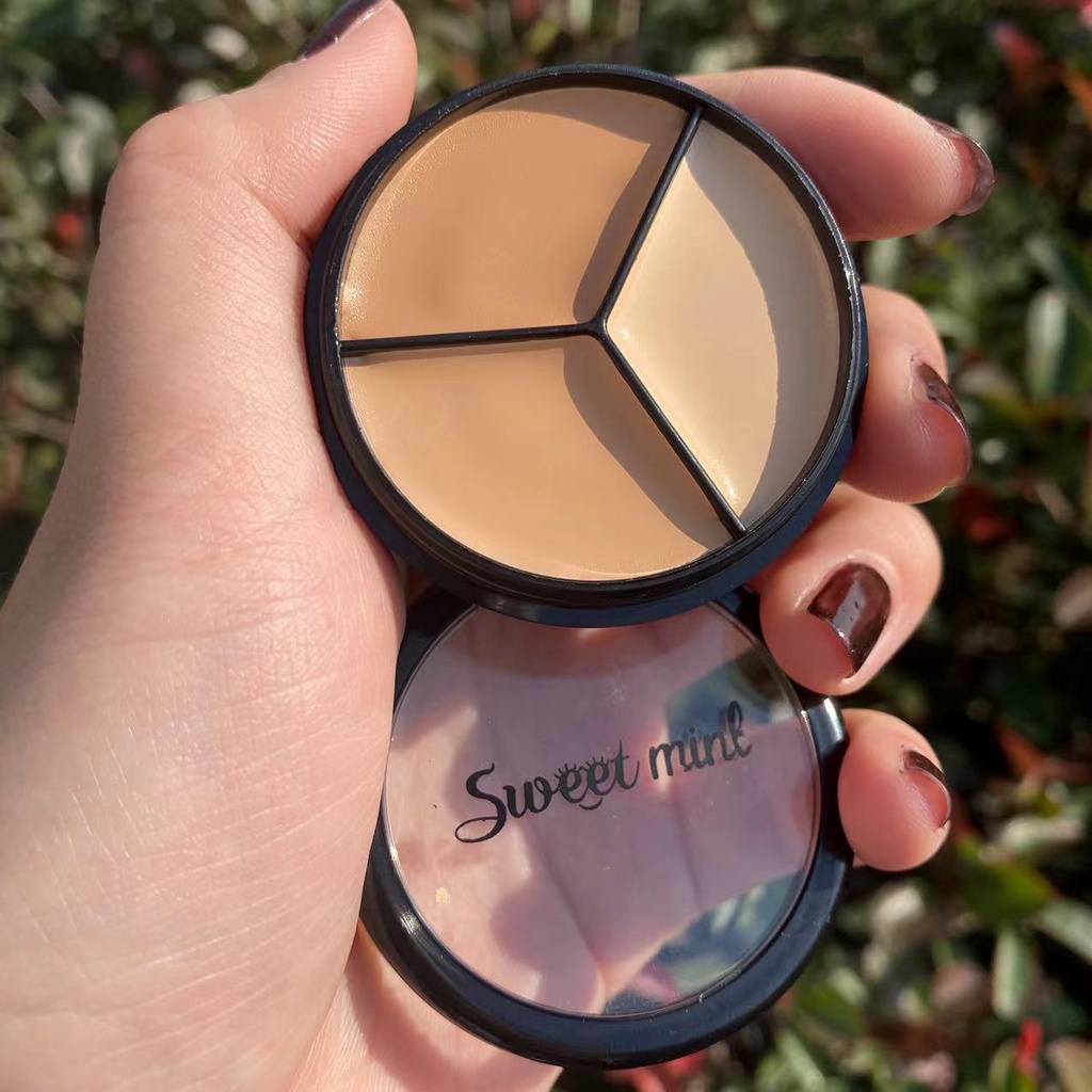 Kem Che Khuyết Điểm Bạc Hà 3 Màu Sắc Tự Nhiên Không Dầu Lâu Trôi Dưỡng Ẩm Che Khuyết Điểm