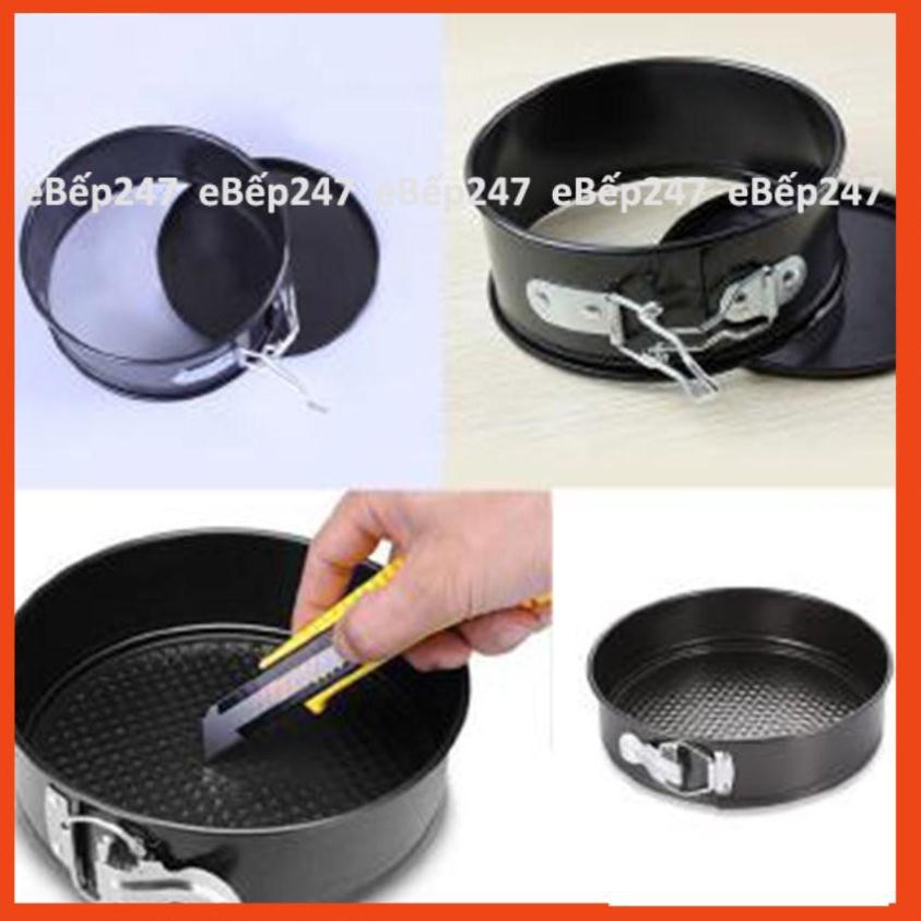 Khuôn bánh tròn spring form đế rời chống dính có khóa size 16, 18, 20, 22cm - eBếp247