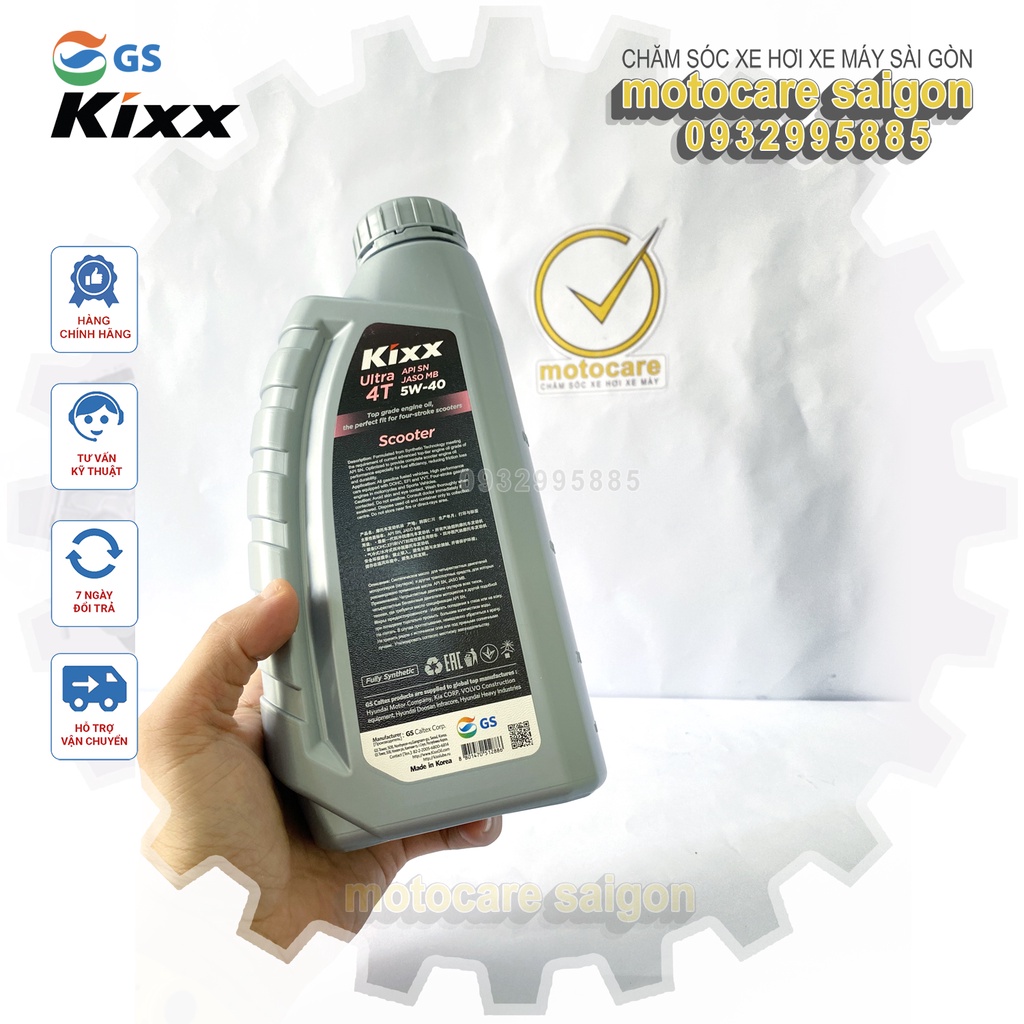 Nhớt Kixx 5W40 Fully Synthentic 800ml và Nhớt kixx scooter 10W40 semi 800ml cho xe tay ga nhập khẩu Hàn Quốc