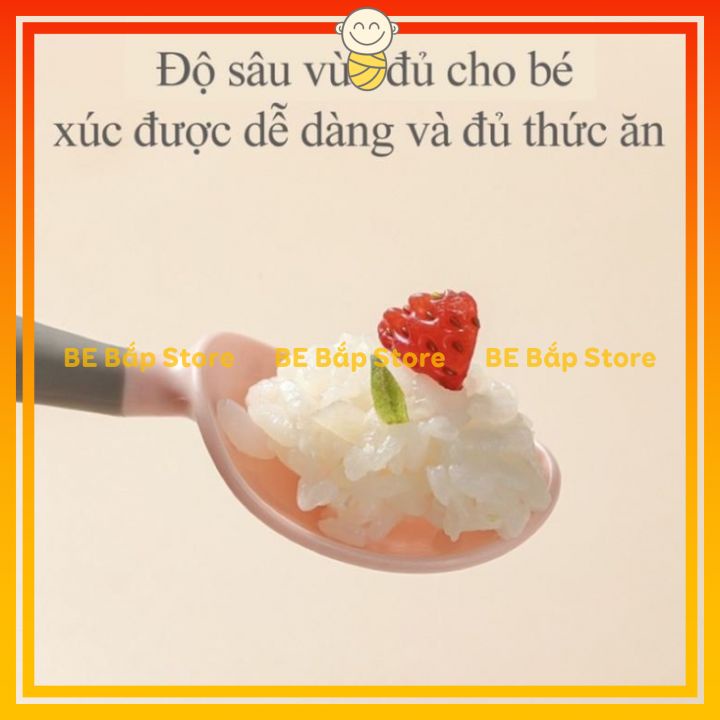 Thìa Dĩa Uốn Cong 360 độ Cho Bé Tập Xúc Có Hộp Xinh Xắn - Bố Bắp Store