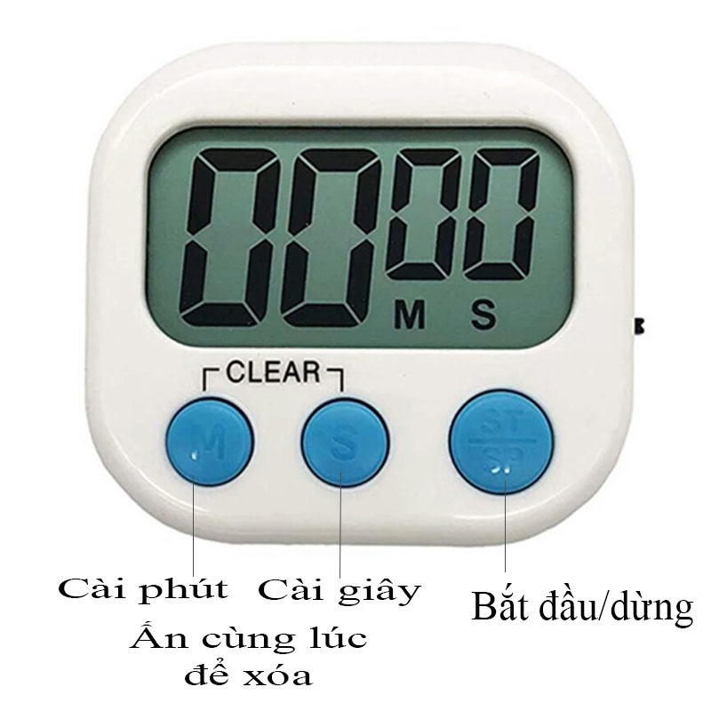 Đồng Hồ Bấm Giờ Để Bàn Tối Đa 24h Tiện Dụng Âm Báo To TBE Shop