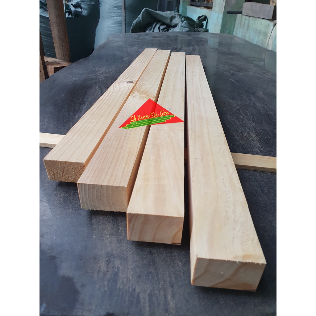 Thanh gỗ thông dài 80cm, vuông 3x5cm bào láng 4 mặt, cực đẹp cực chắc chắn, dùng đóng bàn, ghế, làm khung sườn