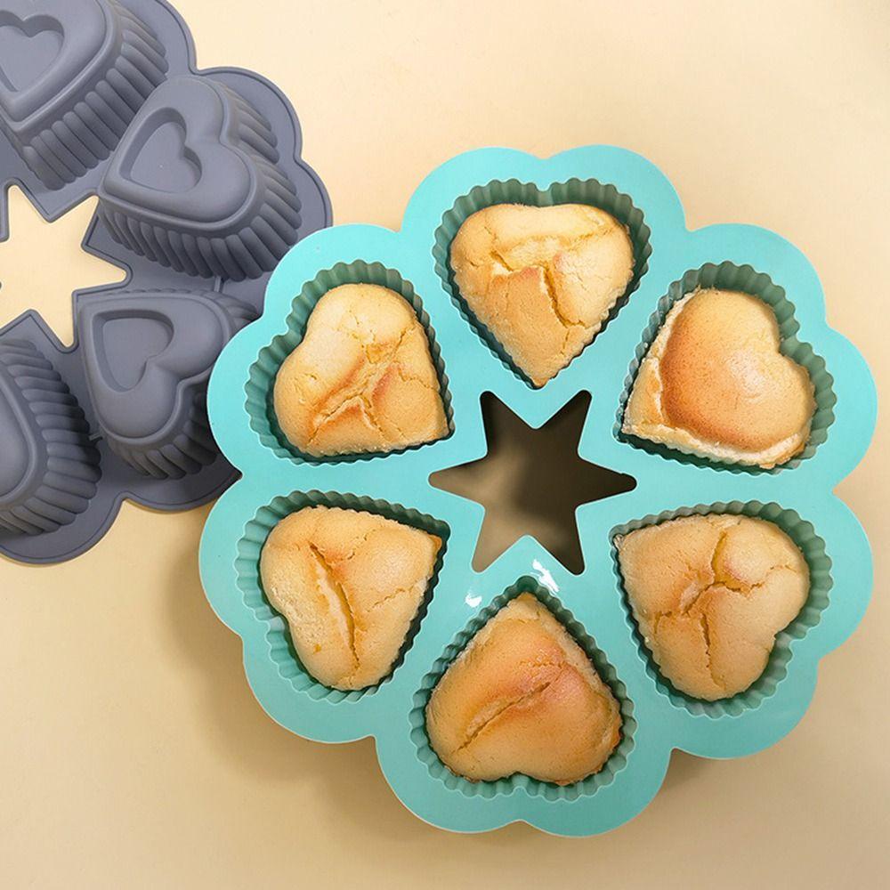 LONTIME Khuôn Làm Bánh Muffin 6 Ngăn Tiện Lợi