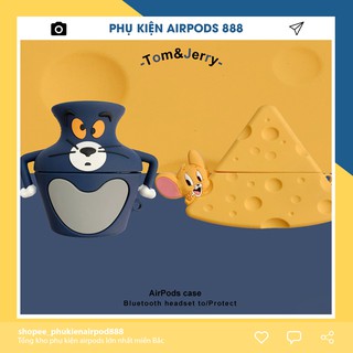 [Ảnh Thật - Tặng Kèm Móc Treo] 🌟Case Vỏ Bọc Airpods1&2 🌟 Hoạt Hình Tom & Jerry Bằng Silicon Dẻo Vỏ Bao Ốp Đựng Airpod