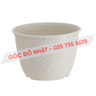 Chậu hoa tròn màu trắng 21cm nội địa Nhật Bản