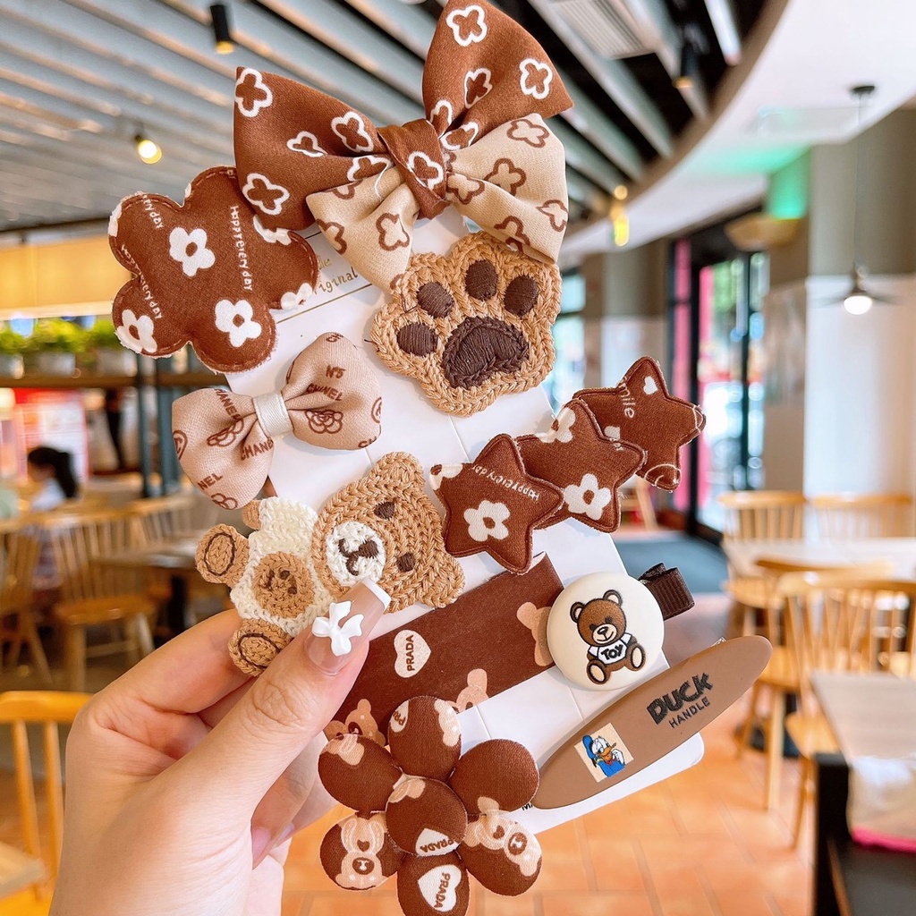SET 8 Kẹp Gấu Nâu HGVN Siêu Xinh Cho Bé 2022
