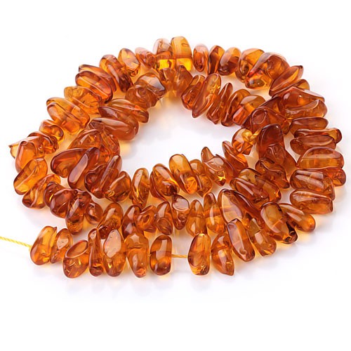 16 inch 7x13mm Honey Brown Synthetic Amber Irregular Chip Gemstone Loose Beads