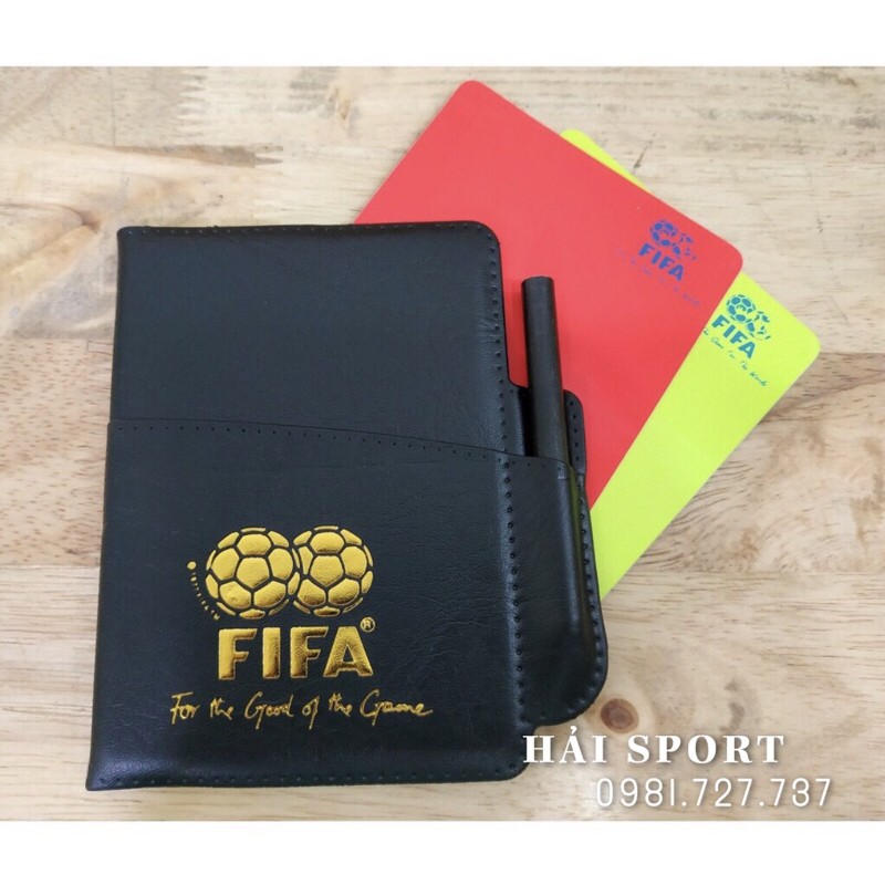 Bộ thẻ vàng thẻ đỏ trọng tài bóng đá cao cấp, kèm bút và sổ -Thẻ trọng tài FIFA bóng đá