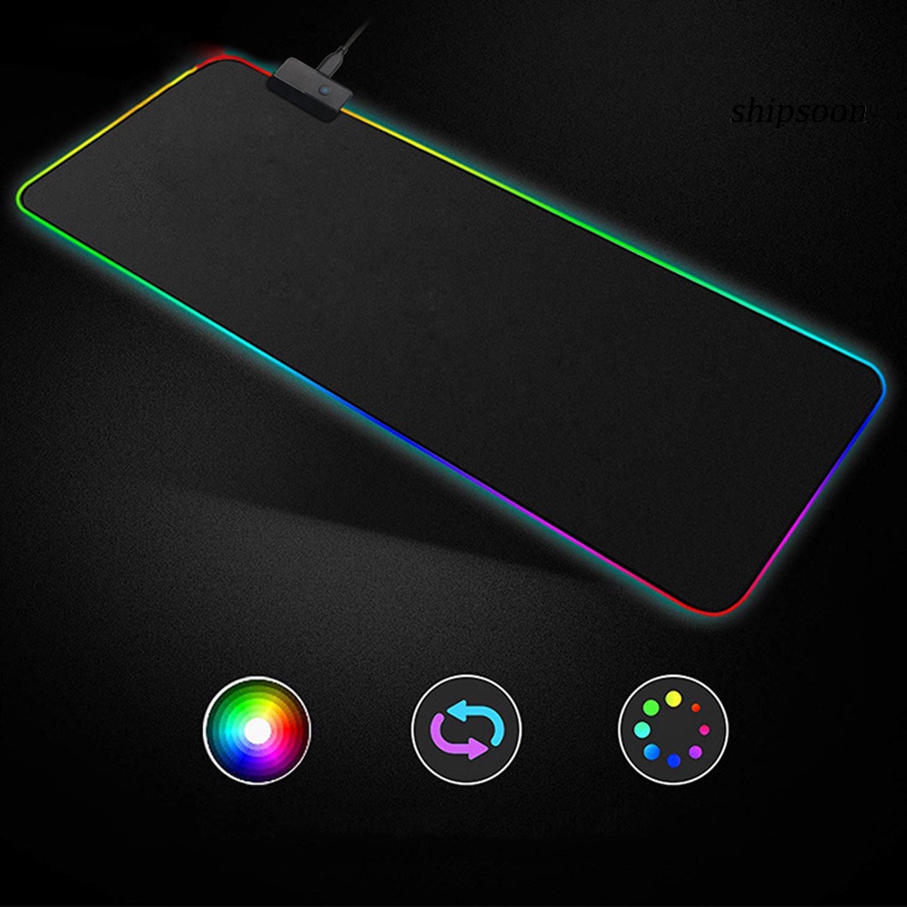 ssn -RGB LED Glowing Gaming Mouse Pad Illuminated Keyboard Non-slip Mat Blanket