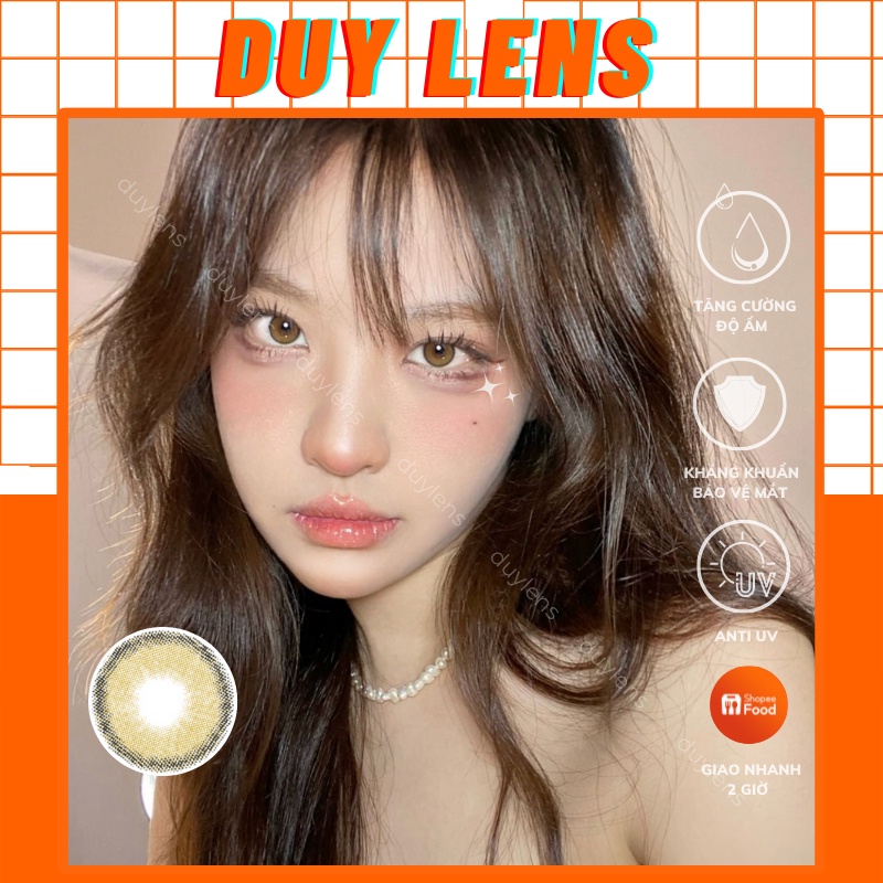 Lens nâu hổ phách WITTY BROWN 14mm Hàn Quốc - Kính áp tròng 0 độ giá rẻ hạn 1 năm