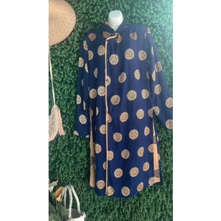 Thanh lý Áo Dài nam vải gấm đẹp màu xanh đen size M