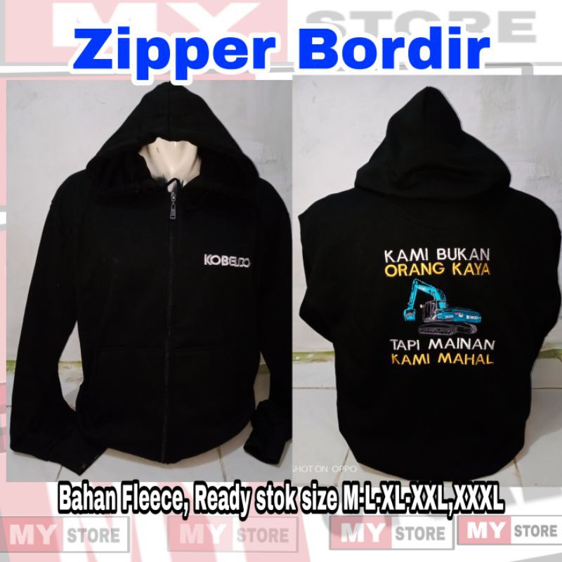 Áo Khoác hoodie Dây Kéo Thêu Chữ Is Not Rich Toy Ur Exciter Kobelco / Weight Tool