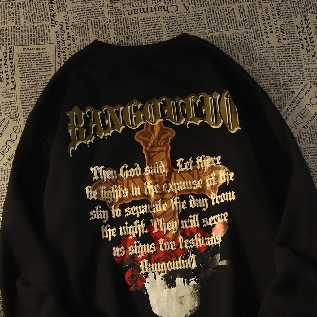 Áo Sweater Y2k Dáng Rộng In Họa Tiết Hoa Hồng Phong Cách Hip Hop Đường Phố Cho Cặp Đôi