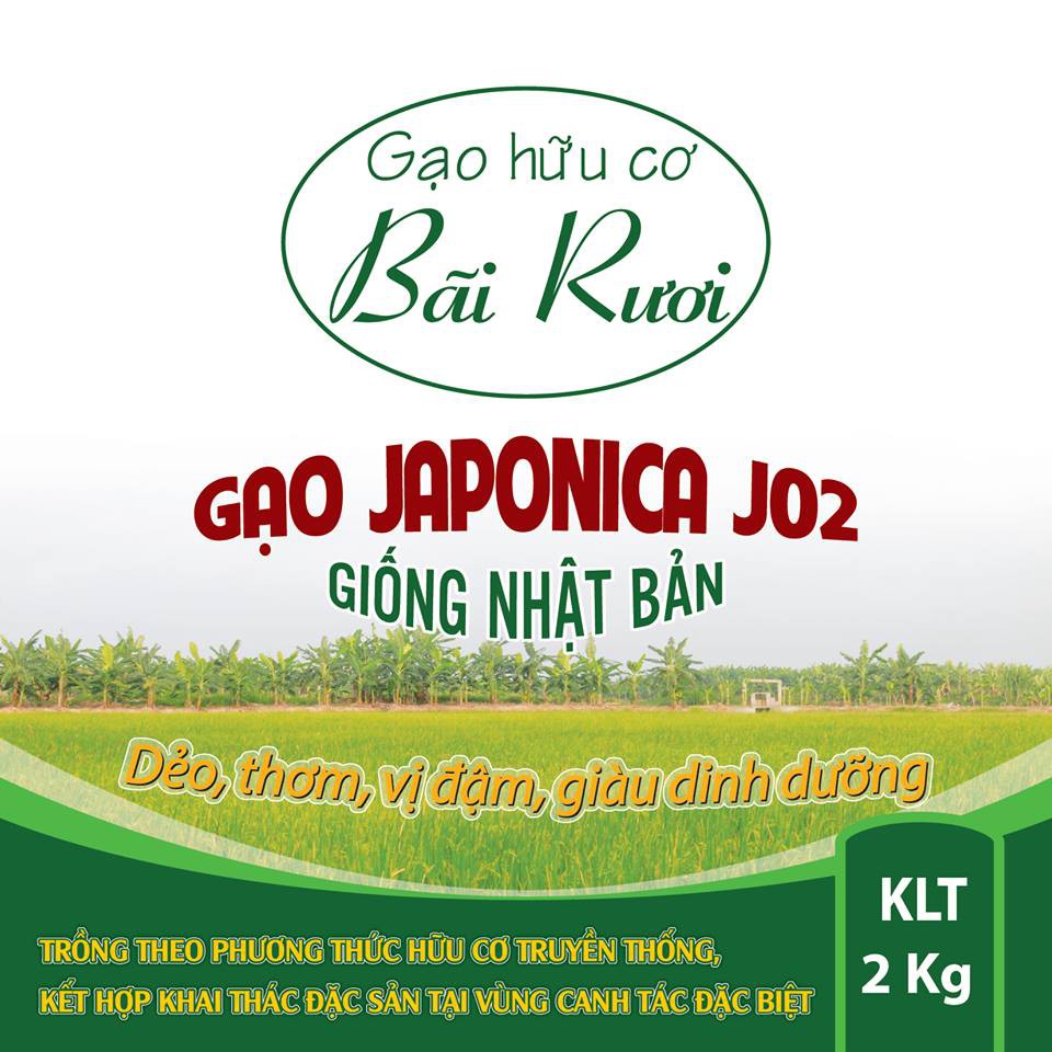 Gạo Nhật Japonica xát dối - Gạo hữu cơ Bãi Rươi, 2kg