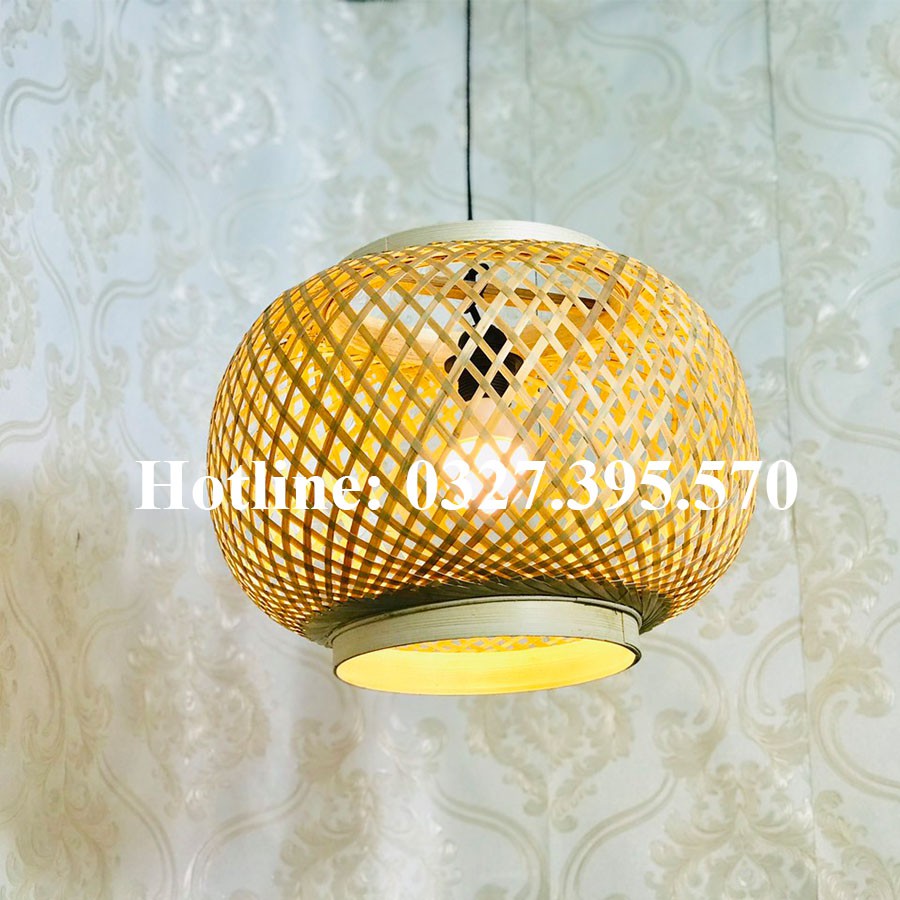 Đèn Mây Tre Cầu 1 Lớp Có Đế