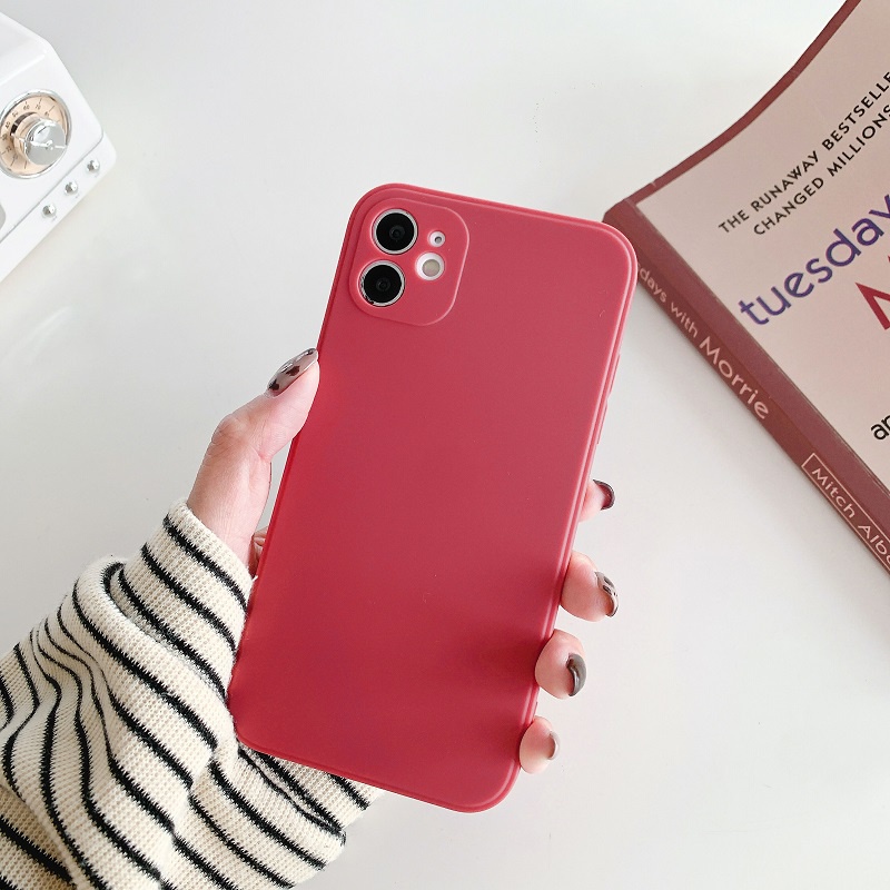 Ốp điện thoại silicon màu trơn đơn giản cho iPhone 13 12 11 pro max x xr se 2020 8 7 6s plus