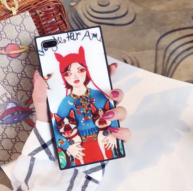 ỐP LƯNG KÍNH VUÔNG HOẠ TIẾT HÀNG HIỆU IP 6 6plus 7plus X MS01