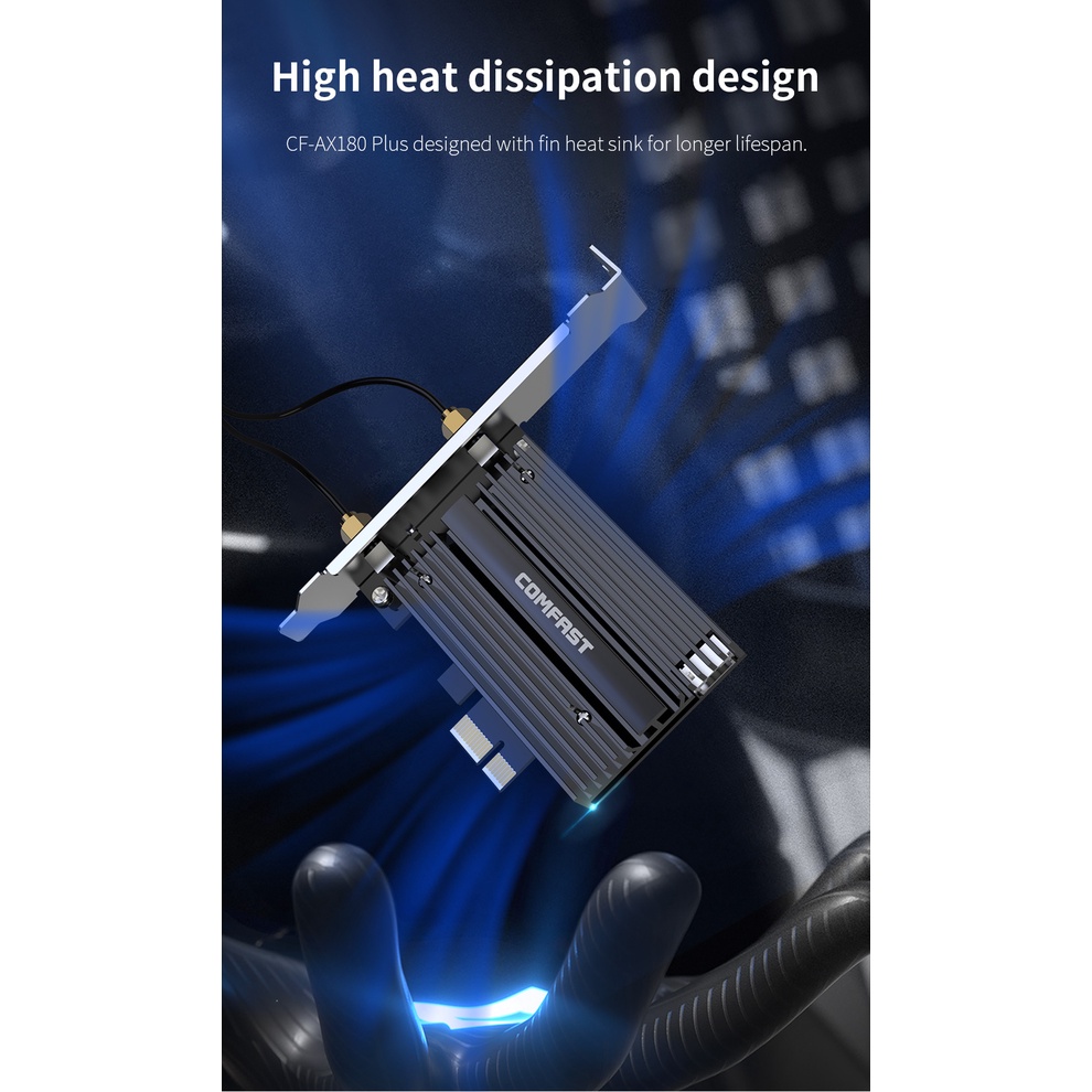 COMFAST Thẻ Mạng WiFi 1800Mbps Băng Tần Kép 2.4GHz & 5.8GHz 6 PCI-E 801.A AX180 Series wifi6 PCIE-X Cho Win10 / 11