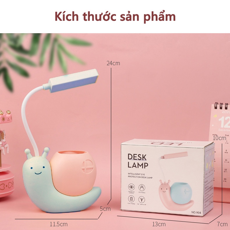 Đèn Học Đèn Học Tích Điện Chống Cận Hình Ốc Sên Mini Cho Bé Xoay 360