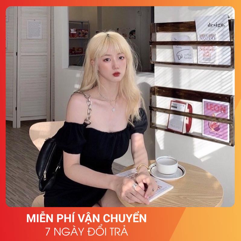 Váy Body Viền Bèo Hở Vai Nữ [FREESHIP] 🌸 Đầm dáng ôm cộc tay bánh bèo tiểu thư màu ĐEN | TRẮNG Ulzzang 🌸 | BigBuy360 - bigbuy360.vn