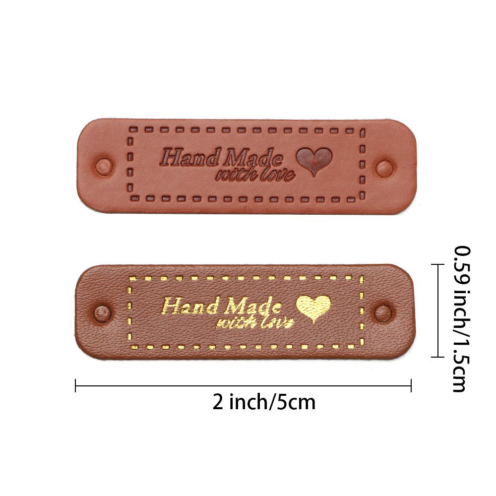 Bộ 20 Nhãn Dán Handmade In Chữ Handmade With Love Màu Đồng Thời Trang Dùng Trang Trí Mũ/Túi Xách/Túi Xách