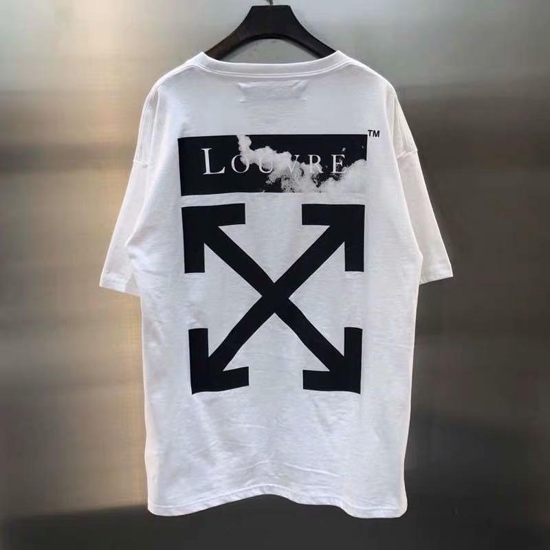 Off white Áo Thun Tay Ngắn Cổ Tròn In Hình Mũi Tên Đám Mây Thời Trang Xuân Hè Cho Nam Và Nữ