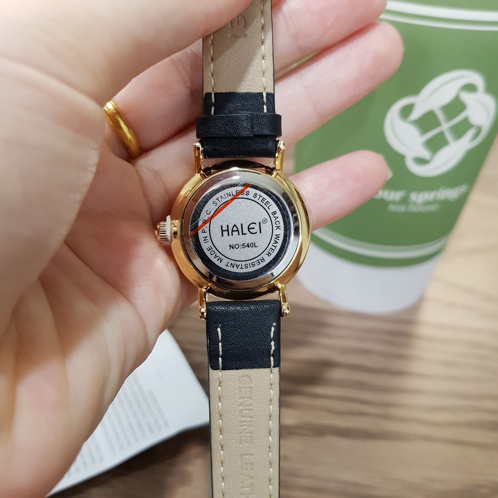 Đồng Hồ Đôi Nam Nữ Halei 001B Dây Da Chính Hãng, chống nước tuyệt đối