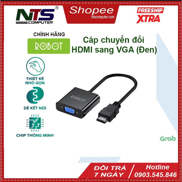 HUB Chuyển Đổi Cổng HDMI Sang Cổng VGA ROBOT RHV10 - Hỗ Trợ Độ Phân Giải 1080P Full HD