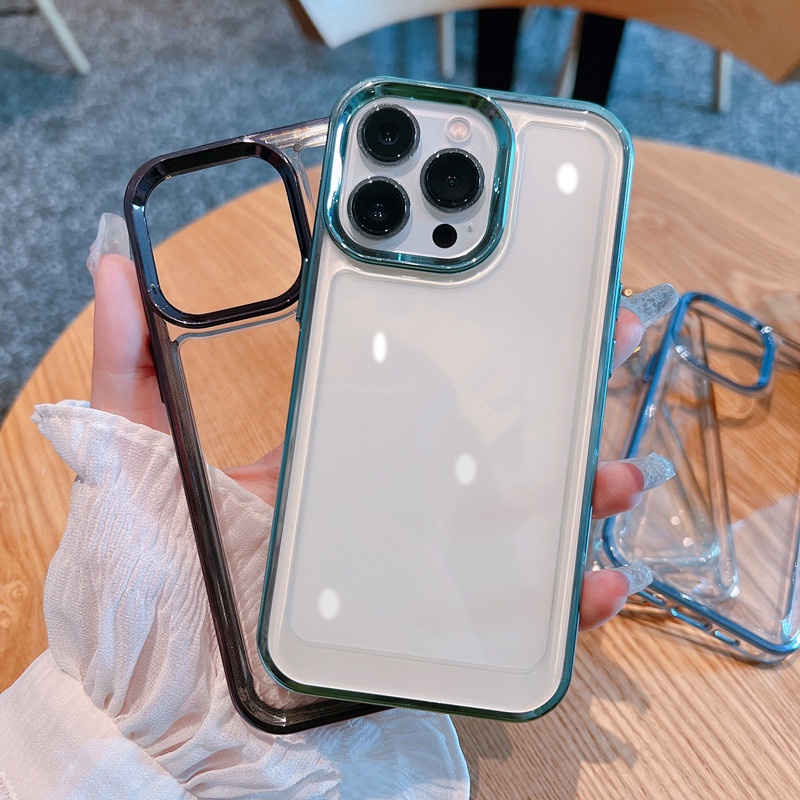 Ốp Điện Thoại Trong Suốt Chống Sốc Nút Kim Loại Cho IPhone 14 Pro MAX 13 12 11 Pro MAX XS MAX XR X 7 + 8 Plus Gen2