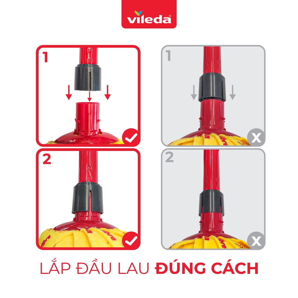 Cây lau nhà VILEDA Supermocio Soft vải sợi siêu nhỏ, siêu thấm dùng cho sàn gỗ - TSU157529