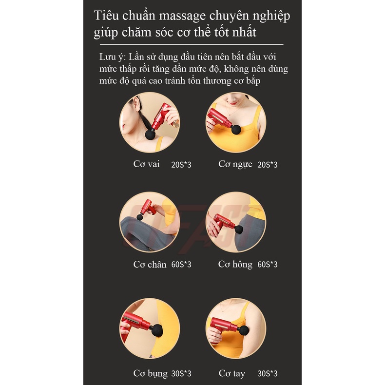 Máy massage mini cầm tay CTFAST-720: 6 cấp độ, giúp giảm đau cơ cứng khớp, đi kèm 4 đầu mát xa chuyên dụng