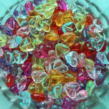 10/25/50gam hạt Nhựa Acrylic Trong Suốt Hình Trái Tim Làm Đồ Trang Sức