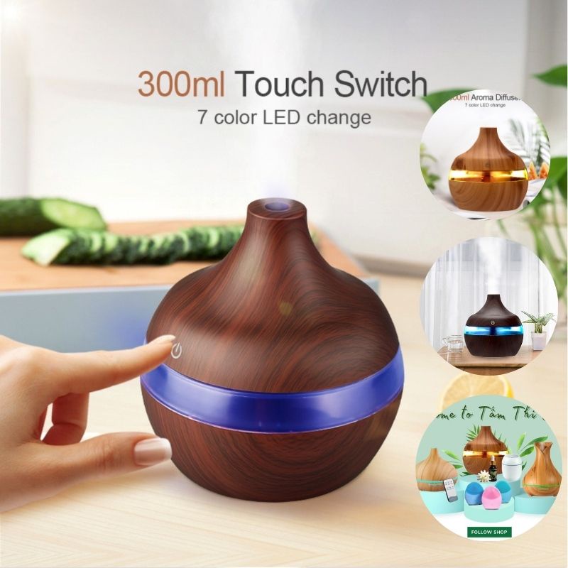 Máy Xông Tinh Dầu Aroma 300ml Máy Khuếch Tán Tinh Dầu Phun Sương Toả Hương Vĩnh Biệt Vi Khuẩn Mùi Hôi Ẩm Mốc &amp; Đuổi Muỗi