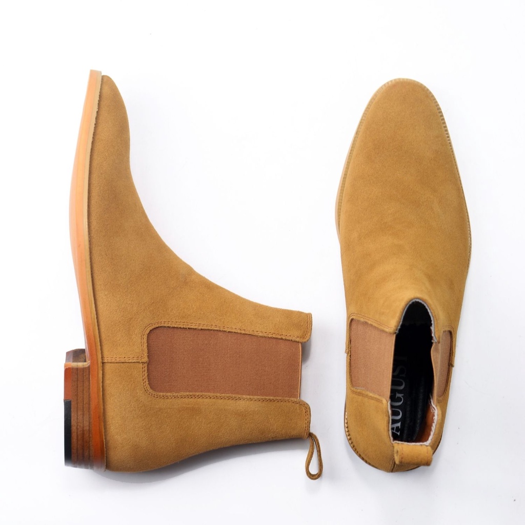 Giày Chelsea boots nam da lộn nâu, giày da cao cấp da bò nhập khẩu handmade August shoes AG1V1 bảo hành 12 tháng | BigBuy360 - bigbuy360.vn