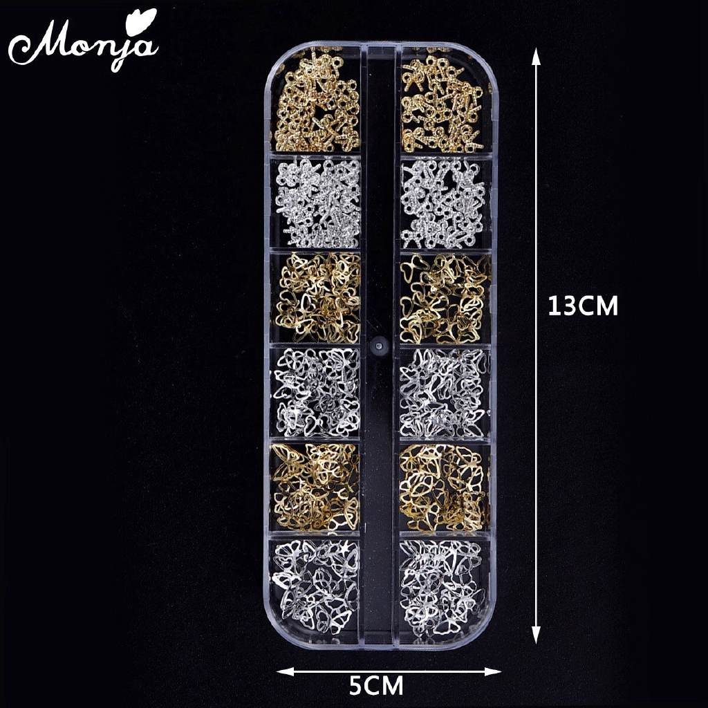 MONJA Bộ Phụ Kiện Trang Trí Móng Tay Hình Bướm 3d