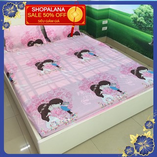 Bộ ga gối trải giường 1m6 và 1m8 hình cô dâu chú rễ