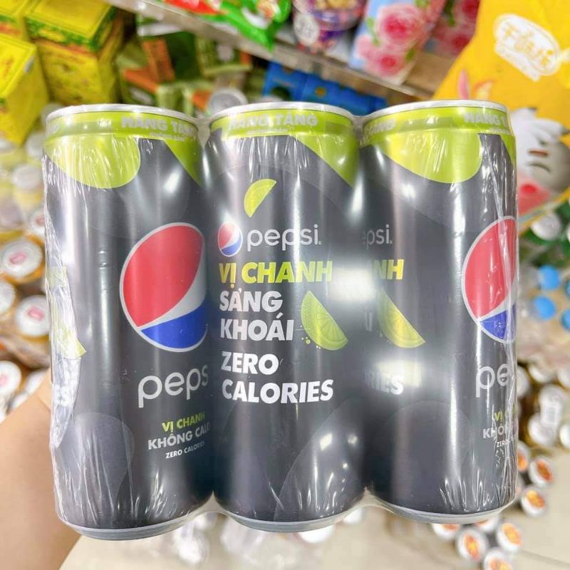 (Combo 12 lon) Mix Pepsi Chanh Ko Calo + 7Up Chất Xơ Ít Calo