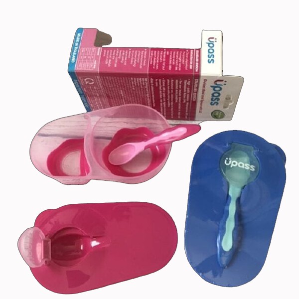 Bát Ăn Dặm 2 Ngăn Chống Trượt UPASS Thiết Kế Kèm Thìa, Nắp Đậy Tiện Lợi, Chất Liệu Nhựa An Toàn Cho Bé UP5046N