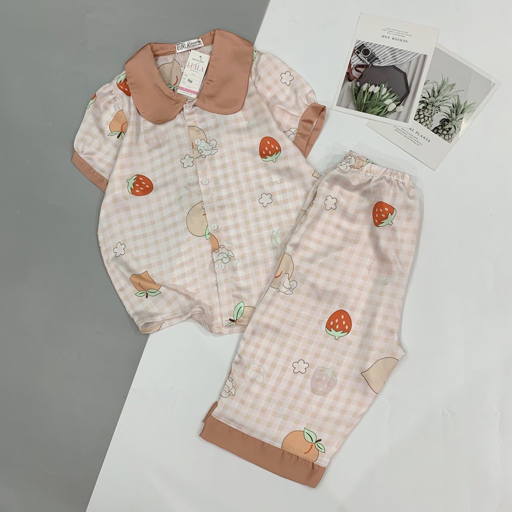 Đồ Ngủ Pijama Lụa Satin Tay Ngắn Quần Lửng Siêu Xinh, Mềm Mịn, Độc Lạ Khó Tìm, Sanh Chảnh Boody BP04