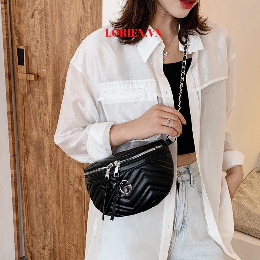 Túi bao tử nữ da cao cấp cực đẹp siêu cá tính LORIEN túi đeo chéo phong cách Hàn Quốc đi chơi siêu đẹp chất da cực chất | BigBuy360 - bigbuy360.vn