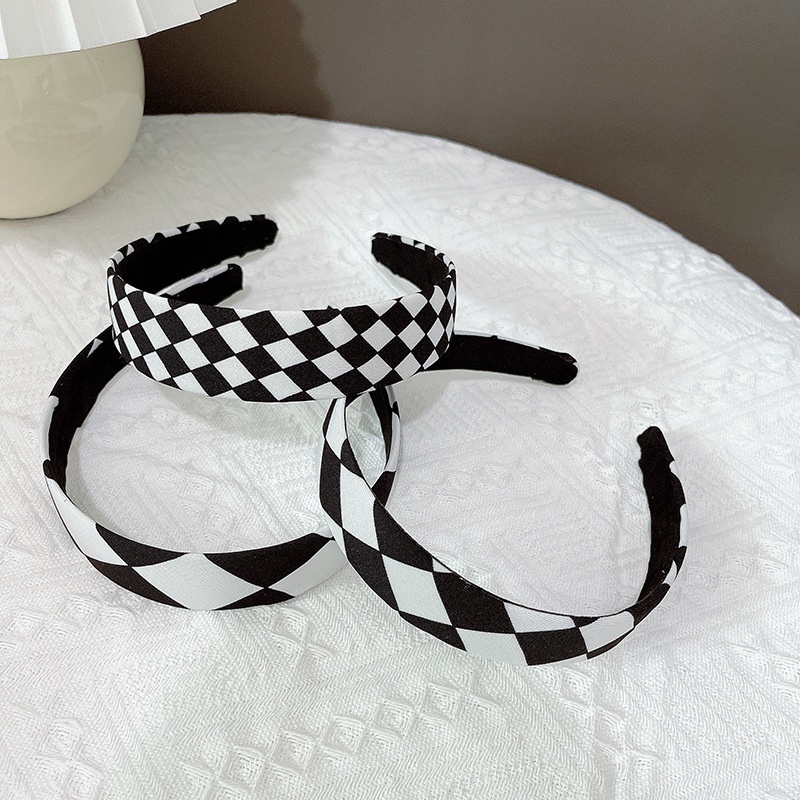 Băng Đô Da Lộn Họa Tiết Kẻ Ô Vuông Phong Cách Retro Hàn Quốc Thời Trang Cho Nữ